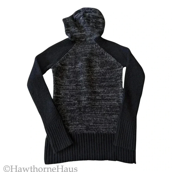 COLUMBIA Black Heather Grey Pullover Hoodie Sweater Size XS  Half Placket Button - Picture 5 of 8